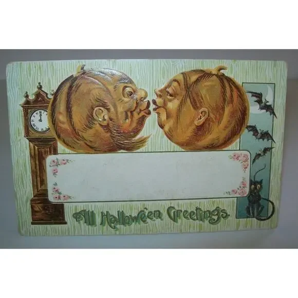 Vintage Halloween Postcard Gottschalk Kissing Goblins Bats 2040 Newport Pa 1908